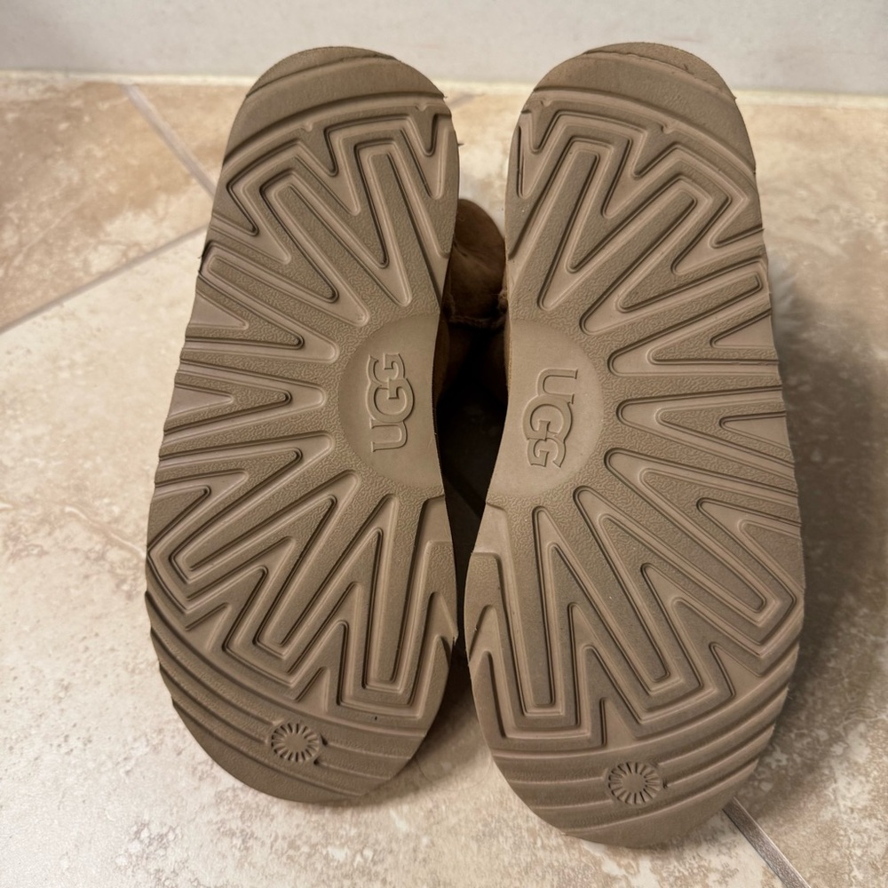 UGG Brown Suede Boots with Fur and Bows - Picture 6 of 6